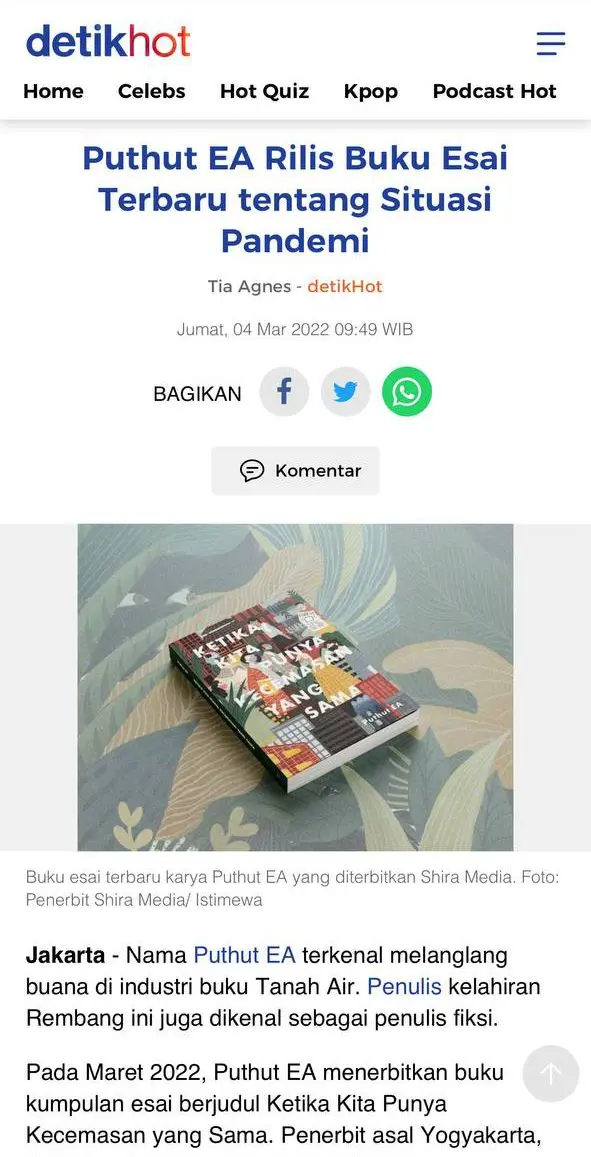 Puthut EA Rilis Buku Esai Terbaru tentang Situasi Pandemi